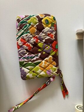 Vera Bradley Quilted Floral Wristlet in Brown Multi-Color
